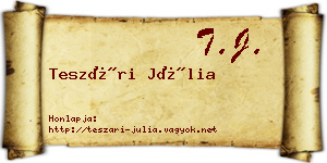 Teszári Júlia névjegykártya